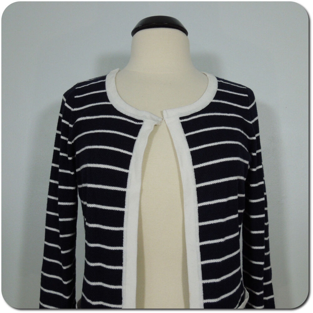 CYRUS Open Cardigan Sweater Womens Striped Navy White
